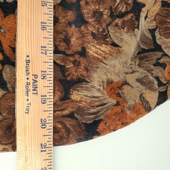 80s Brown Floral Corduroy Mini Skirt M Boho Prairie Cottagecore Goblincore - Picture 10 of 13